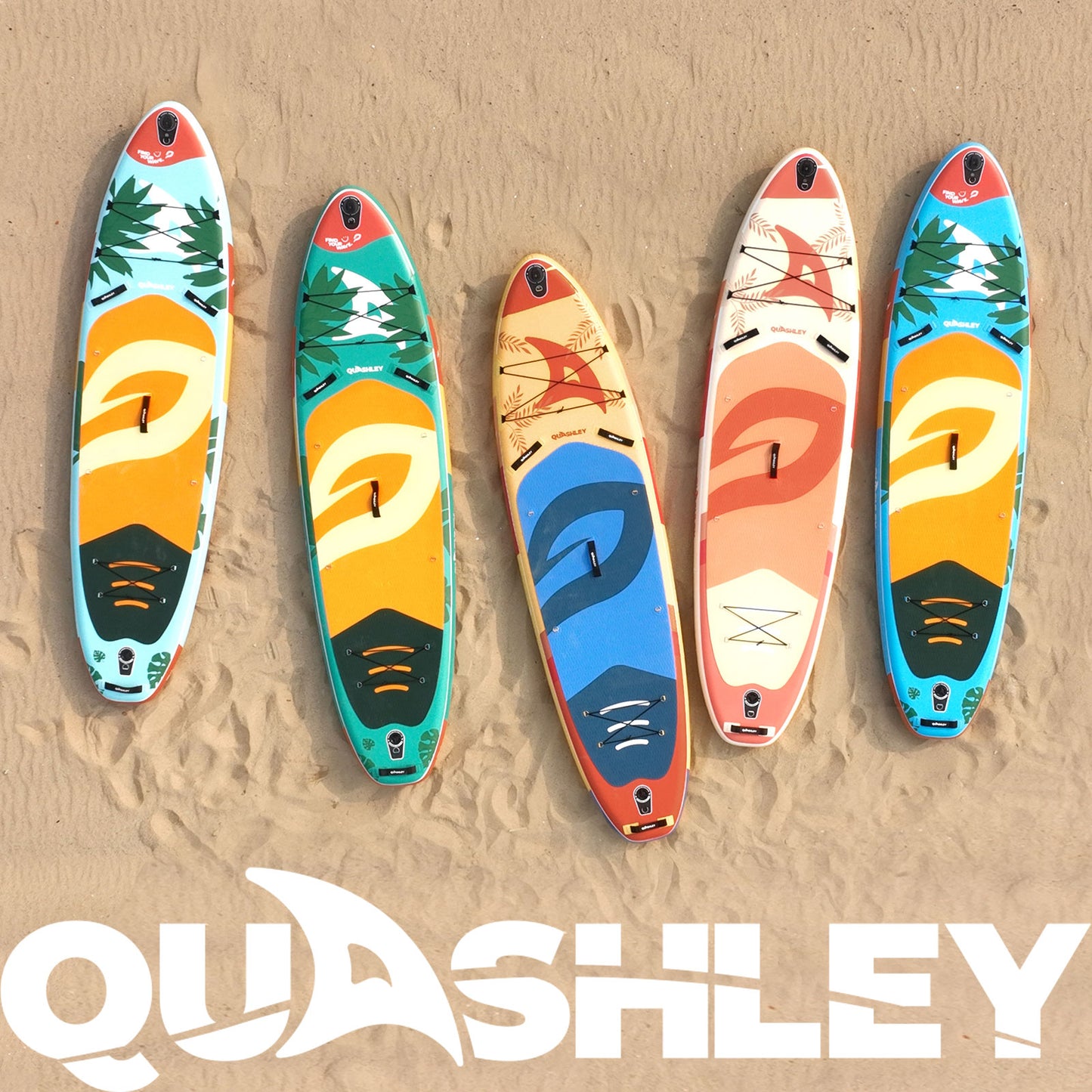Quashley Colorful Plant Series Inflatable Paddle Board 11'x34"×6" Extra Wider Stand Up Paddle Board Stable Inflatable SUP with 10L Waterproof Bag,Pump,Paddle,3 Removable Fins and Portable Backpack