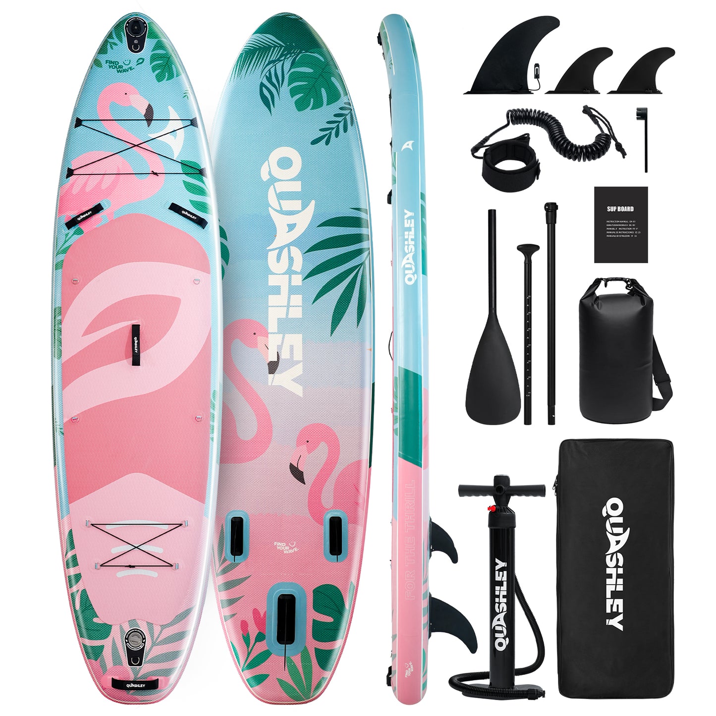 Quashley - Inflatable Paddle Board 11'×34" with All Premium Paddle Board Accessories,Inflatable SUP for Adults