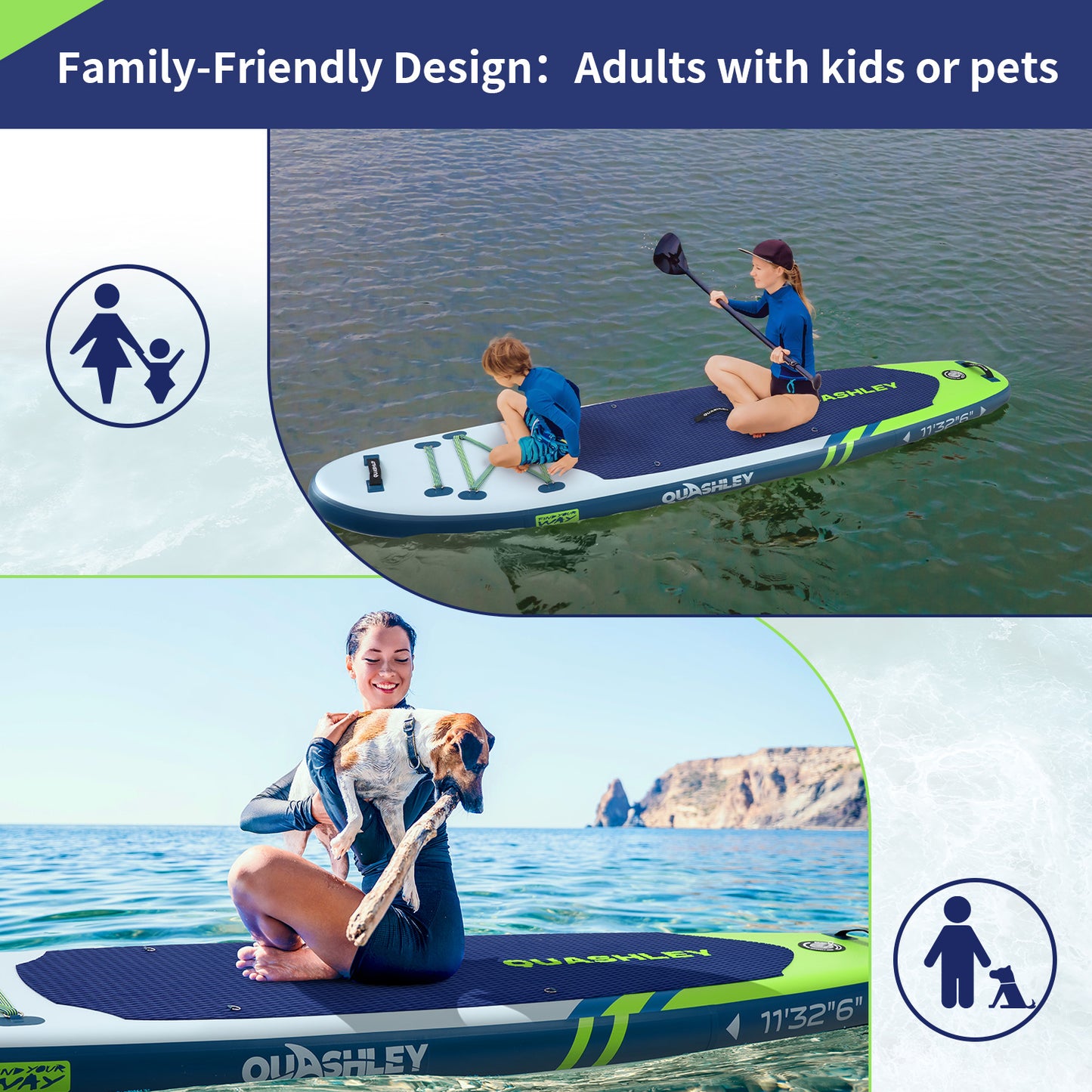 Inflatable Stand Up Paddle Boards 11'x32"*6"with Premium SUP Paddle Board Accessories, Wide Stable Design, Anti-Slip Comfort Deck for Water sports for Youth & Adults