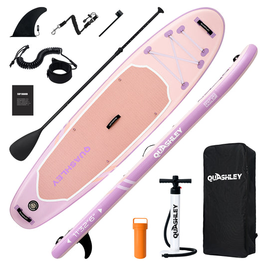 Quashley Inflatable Stand Up Paddle Board Ultra-Light Paddleboards 10.5'×34"/11'×32" Wide Board for Beginners with All Premium SUP Accessories for Youth & Adults Yoga and Fishing