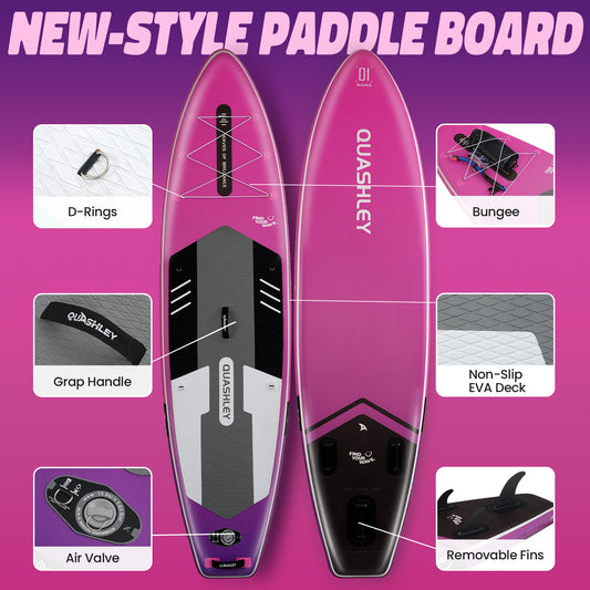 Quashley - Inflatable Paddle Board 11'×34" with All Premium Paddle Board Accessories,Inflatable SUP for Adults