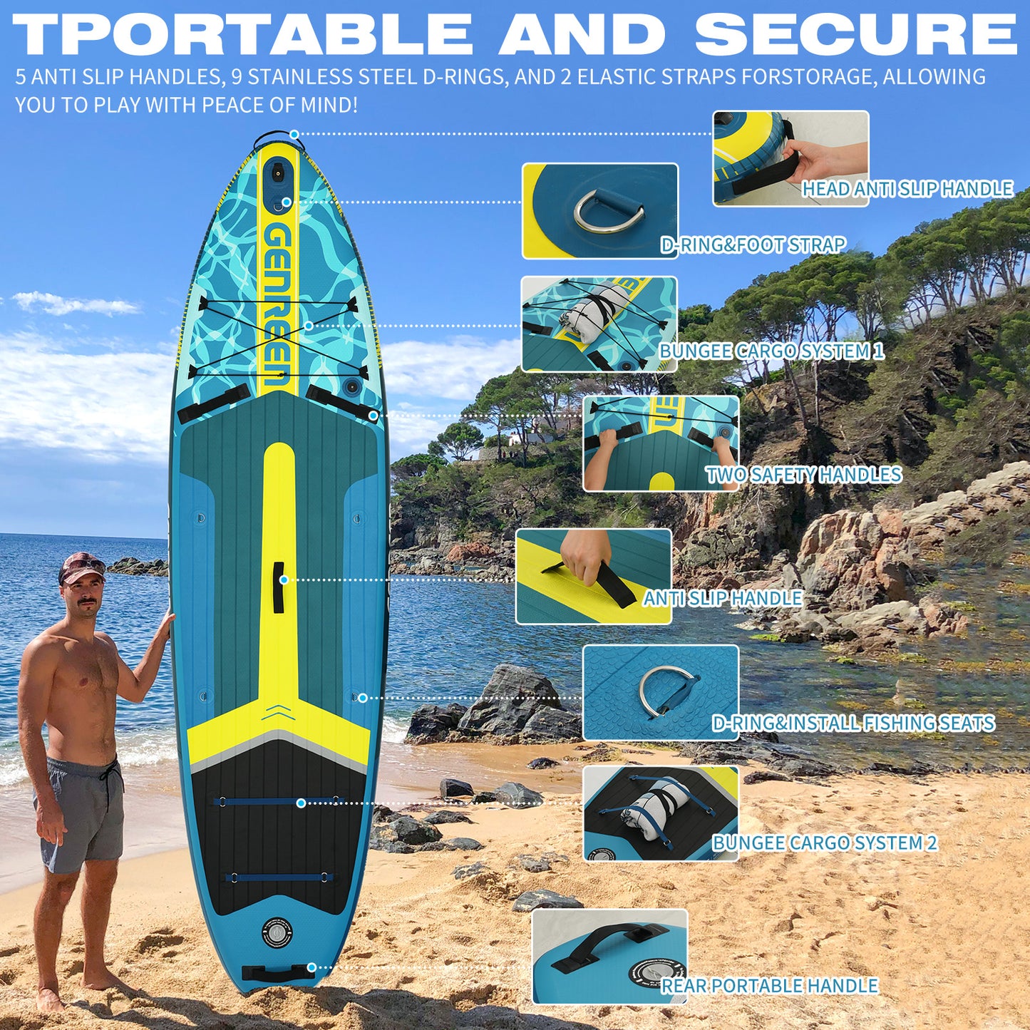 Inflatable Stand up Paddle Board 11 ft 6 in Paddle Board with Full SUP Premium Accessories