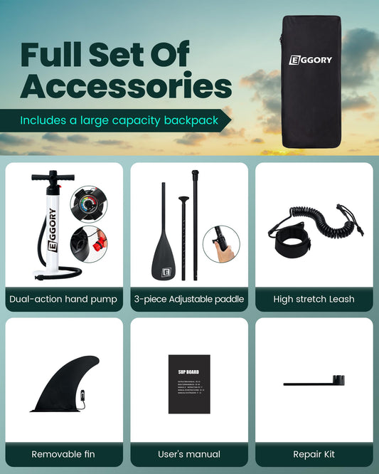 EGGORY -Inflatable Paddle Boards 10'8 with Premium SUP Paddle Board Accessories