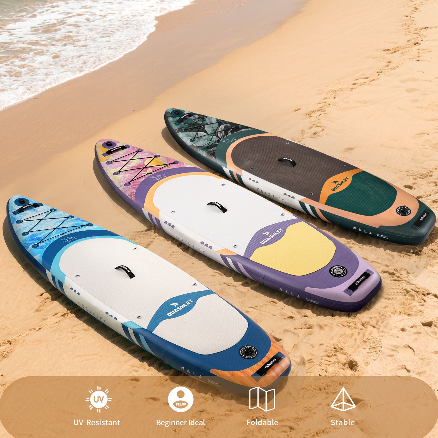 Quashley Inflatable Paddle Board 10.5'×32"×6" Stand Up Paddleboards Inflatable with Premium SUP Accessories,Durable Material and Non-Slip Deck,Removable Paddle Fins