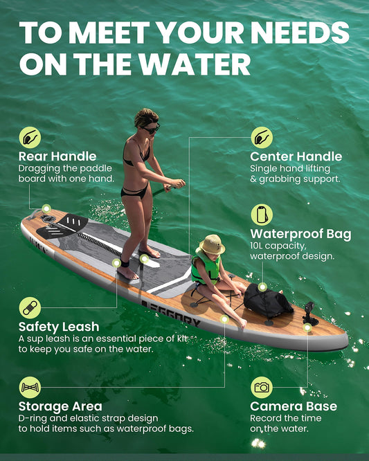 EGGORY -Inflatable Stand Up Paddle Boards 11'x32"x6"with Premium SUP Paddle Board Accessories, Wide Stable Design, Anti-Slip Comfort Deck for Water sports for Youth & Adults