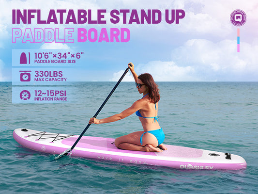 Quashley Inflatable Stand Up Paddle Board Ultra-Light Paddleboards 10.5'×34"/11'×32" Wide Board for Beginners with All Premium SUP Accessories for Youth & Adults Yoga and Fishing