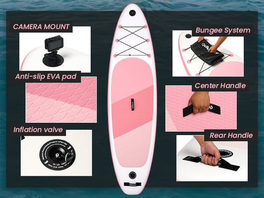 Quashley Inflatable Stand Up Paddle Board Ultra-Light Paddleboards 10.5'×34"/11'×32" Wide Board for Beginners with All Premium SUP Accessories for Youth & Adults Yoga and Fishing