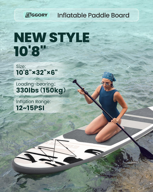 EGGORY - Inflatable Stand Up Paddle Boards 10'8"x32"x6"with Premium SUP Paddle Board Accessories, Wide Stable Design, Anti-Slip Comfort Deck for Water sports for Youth & Adults