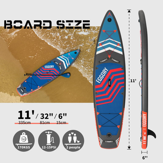 EGGORY -Inflatable Stand Up Paddle Boards 11' x 33'' x 6''with Premium SUP Paddle Board Accessories, Wide Stable Design, Anti-Slip Comfort Deck for Water sports for Youth & Adults