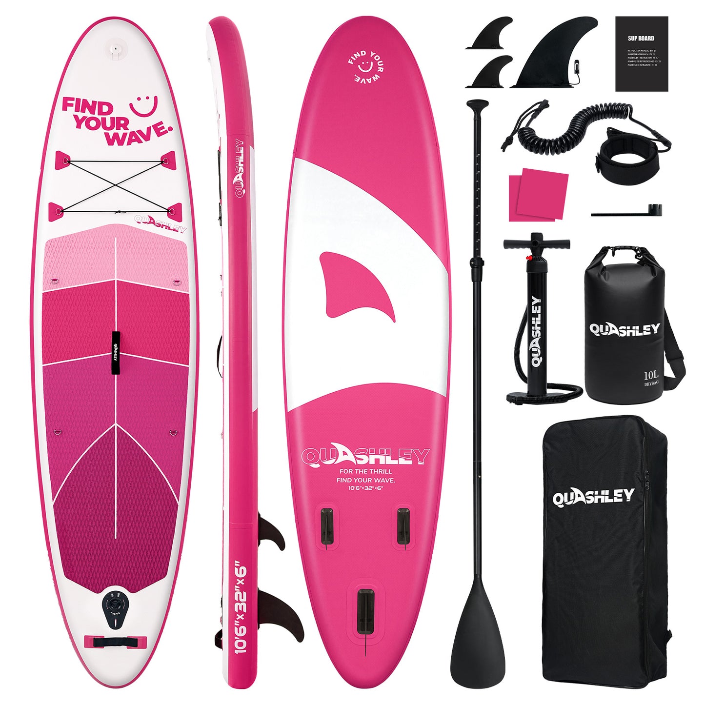 Quashley Geometric Series -Inflatable Stand Up Paddle Boards 11'x32"x6"with Premium SUP Paddle Board Accessories, Wide Stable Design, Anti-Slip Comfort Deck for Water sports for Youth & Adults