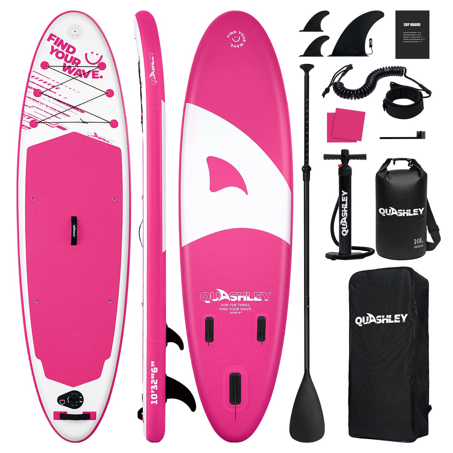 Quashley Line Series -Inflatable Stand Up Paddle Boards 11'x32"x6"with Premium SUP Paddle Board Accessories, Wide Stable Design, Anti-Slip Comfort Deck for Water sports for Youth & Adults