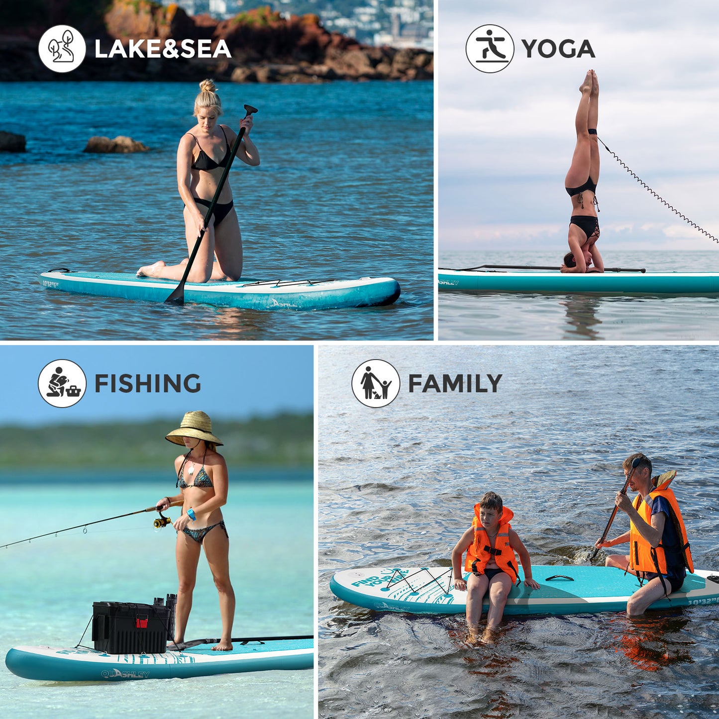 Quashley Line Series -Inflatable Stand Up Paddle Boards 11'x32"x6"with Premium SUP Paddle Board Accessories, Wide Stable Design, Anti-Slip Comfort Deck for Water sports for Youth & Adults