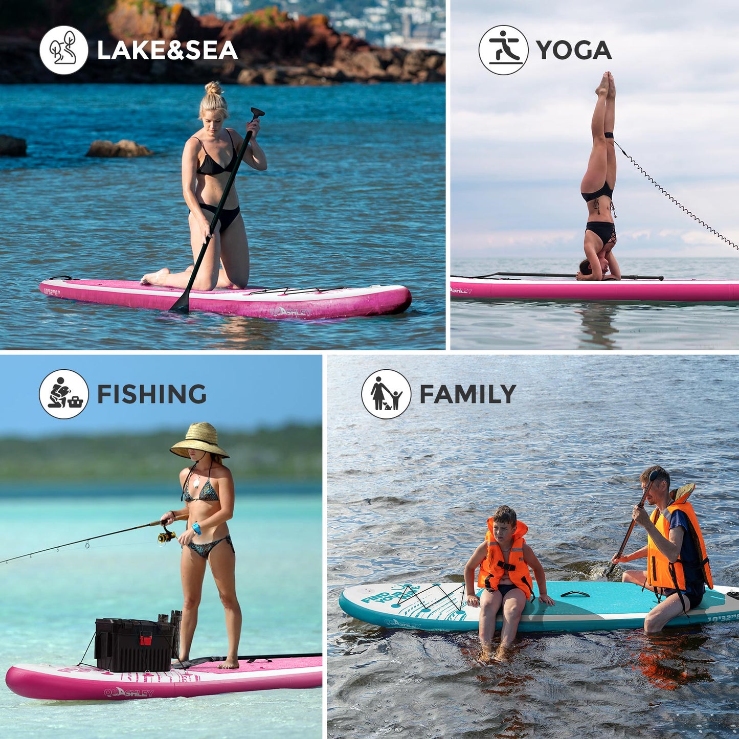 Quashley Line Series -Inflatable Stand Up Paddle Boards 11'x32"x6"with Premium SUP Paddle Board Accessories, Wide Stable Design, Anti-Slip Comfort Deck for Water sports for Youth & Adults