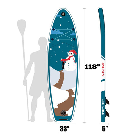 Premium SUP Board - 10.6ft Inflatable Stand Up Paddle Board for Yoga & Family Fun, Snowman Print Design, Ultra-Light with Pump & Backpack