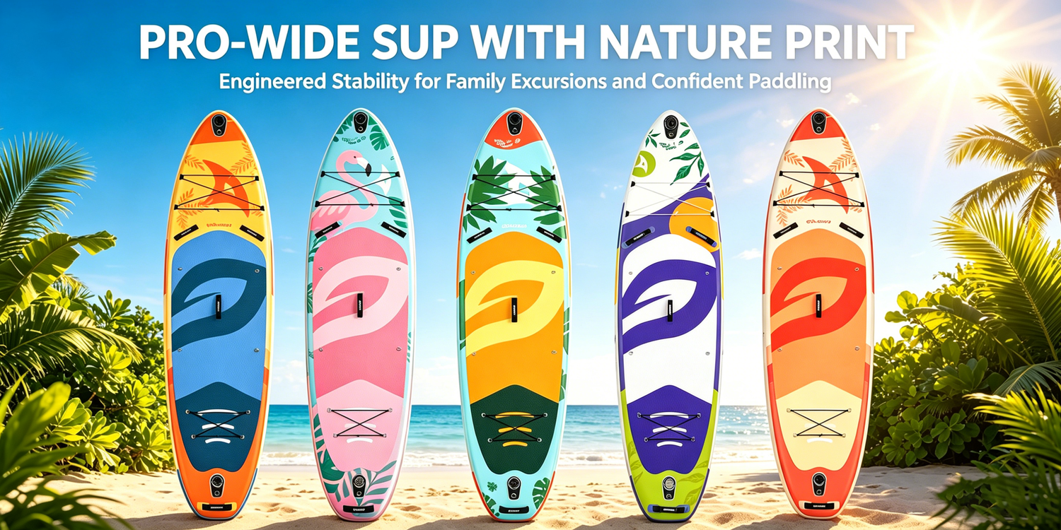 Quashley Colorful Plant Series- Inflatable Paddle Board 11ft×34 inch Extra Wider Stand Up Paddle Board