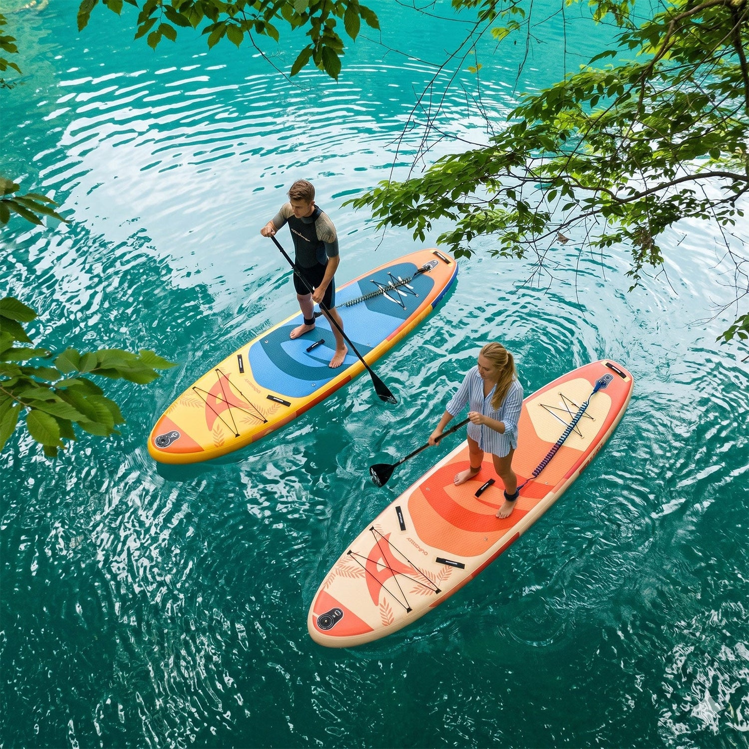 Quashley Colorful Plant Series- Inflatable Paddle Board 11ft×34 inch Extra Wider Stand Up Paddle Board