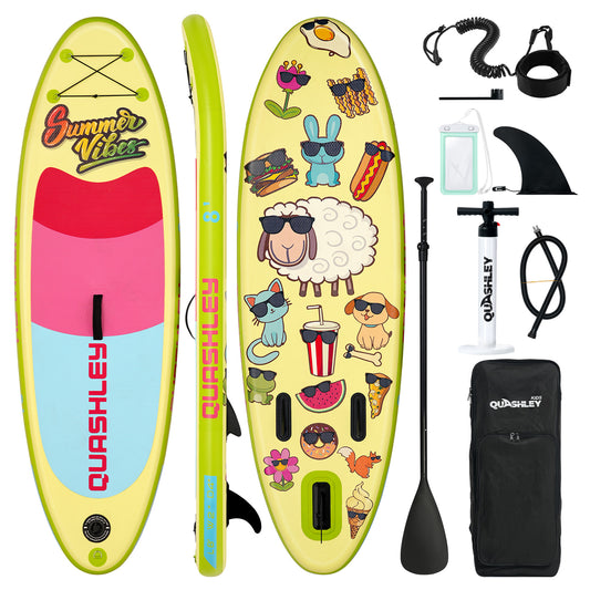 Kids Inflatable Paddleboards ‎7.9'x30"*6" with Sup Board Accessories, Durable, Stable Design, Wide Non-Slip Deck, Hand Pump, Adjustable Aluminum Paddle,Surfboard Kids