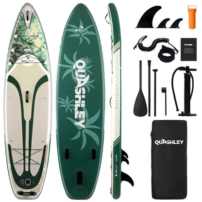 Quashley - Inflatable Paddle Board 11'×34" with All Premium Paddle Board Accessories,Inflatable SUP for Adults
