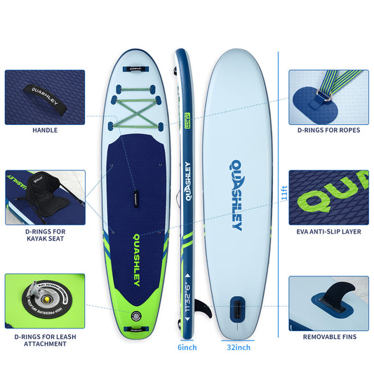 Inflatable Stand Up Paddle Boards 11'x32"*6"with Premium SUP Paddle Board Accessories, Wide Stable Design, Anti-Slip Comfort Deck for Water sports for Youth & Adults