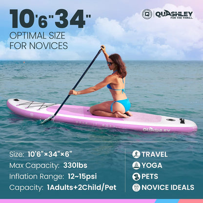 Quashley Classic Color Blocking Series All-Round 10.5'×34" Inflatable Stand Up Paddle Board Set(Purple)
