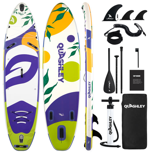 Quashley - Inflatable Paddle Board 11'×34" with All Premium Paddle Board Accessories,Inflatable SUP for Adults