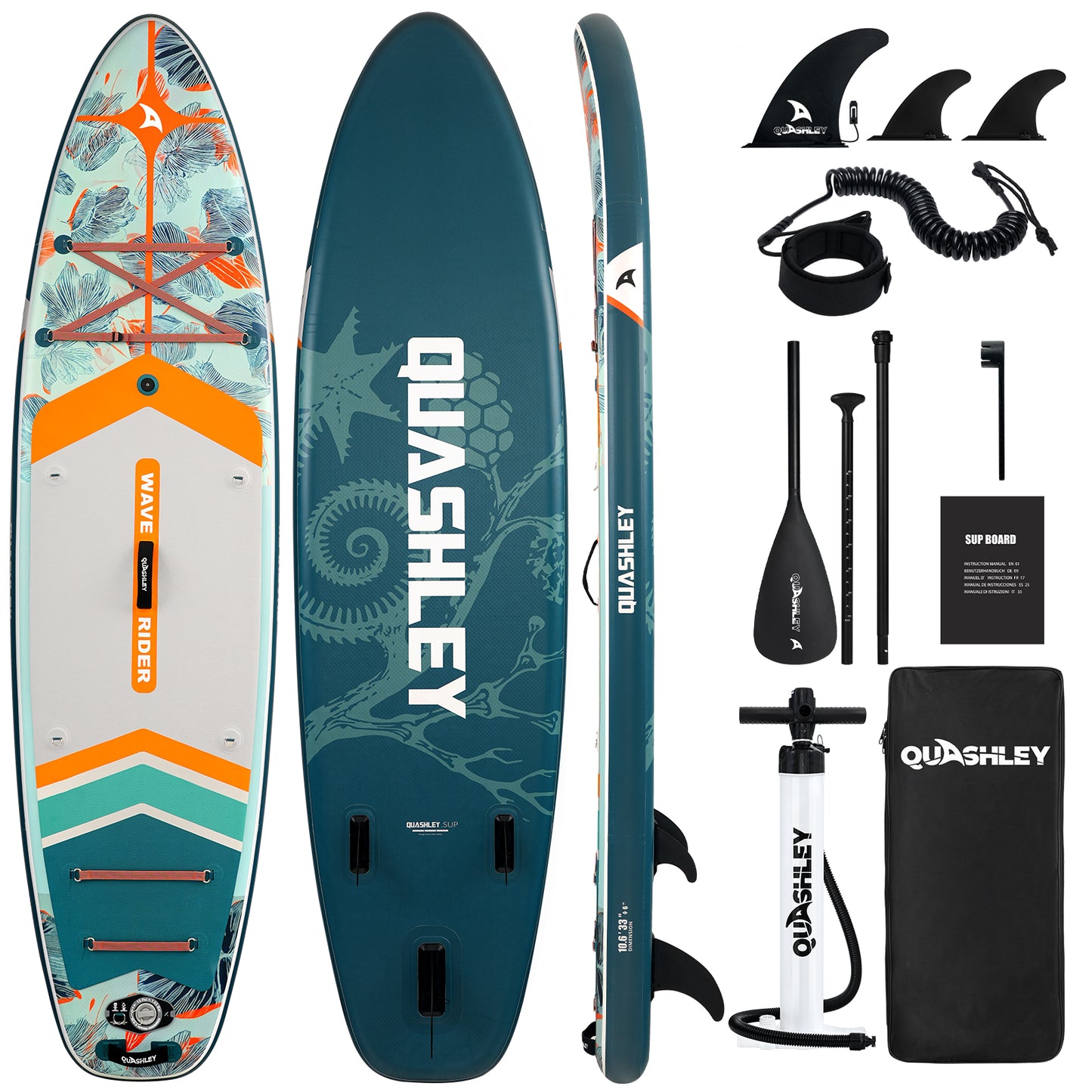 Quashley - Inflatable Paddle Board 11'×34" with All Premium Paddle Board Accessories,Inflatable SUP for Adults