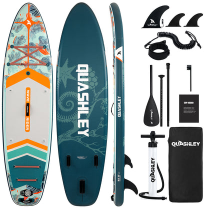 Quashley - Inflatable Paddle Board 11'×34" with All Premium Paddle Board Accessories,Inflatable SUP for Adults