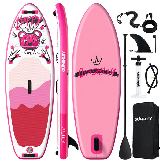 Quashley Kids Inflatable Paddle Boards,Stand Up Paddle Board for Children with Adjustable Paddle,Pump,Leash & Backpack for Lake,Ocean & River Swimming and Surfing