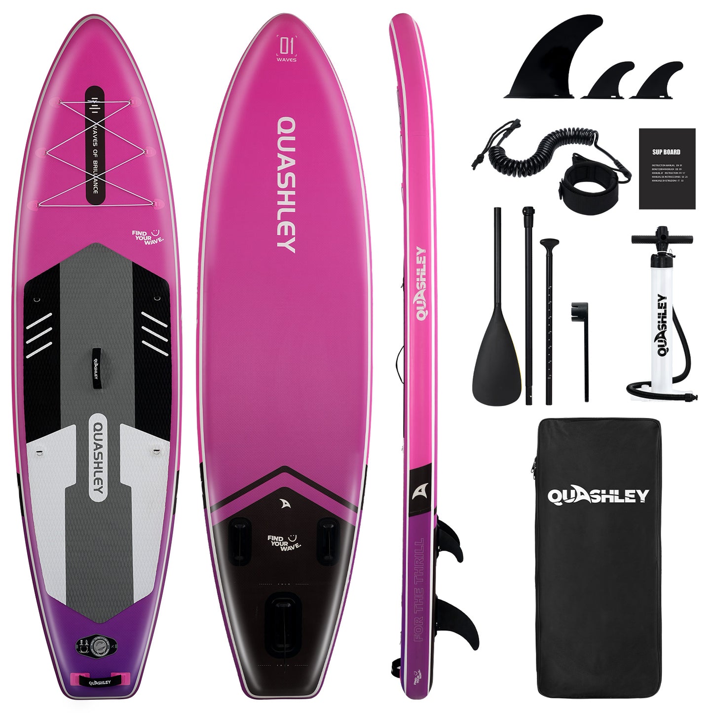 Quashley - Inflatable Paddle Board 11'×34" with All Premium Paddle Board Accessories,Inflatable SUP for Adults