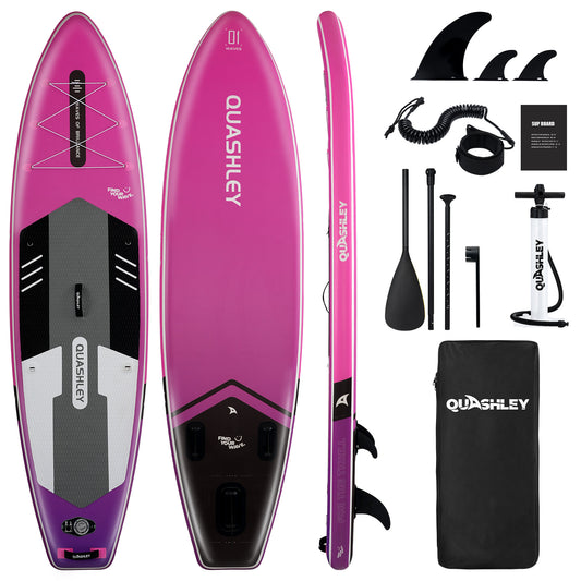 Quashley - Inflatable Paddle Board 11'×34" with All Premium Paddle Board Accessories,Inflatable SUP for Adults