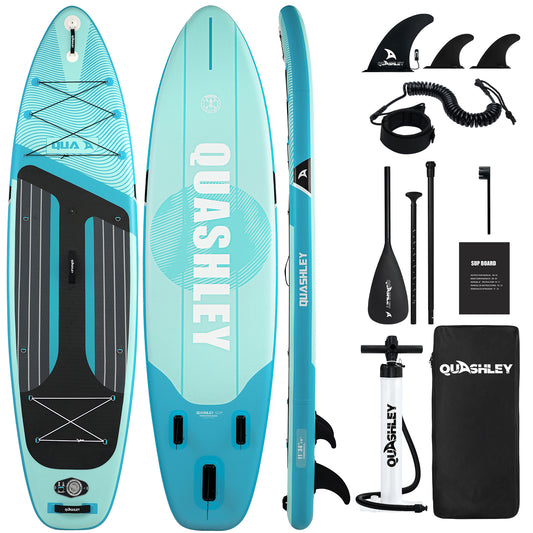 Quashley - Inflatable Paddle Board 11'×34" with All Premium Paddle Board Accessories,Inflatable SUP for Adults