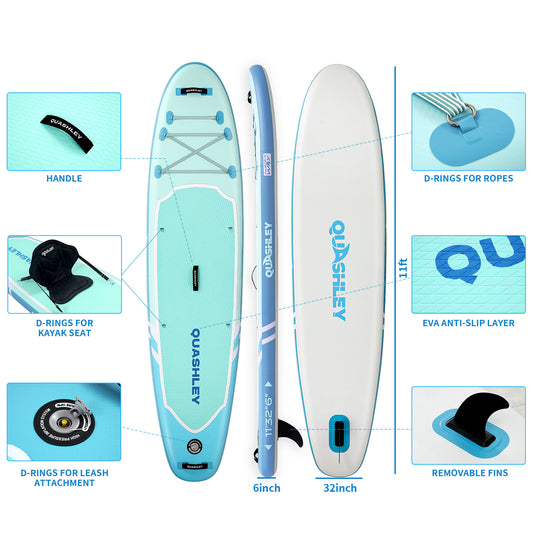 Inflatable Stand Up Paddle Boards 11'x32"*6"with Premium SUP Paddle Board Accessories, Wide Stable Design, Anti-Slip Comfort Deck for Water sports for Youth & Adults