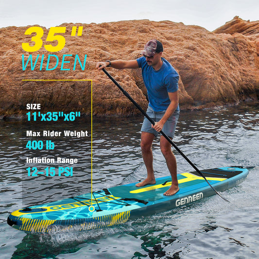 Genreen - Inflatable Stand up Paddle Board 11 ft 6 in Paddle Board with Full SUP Premium Accessories