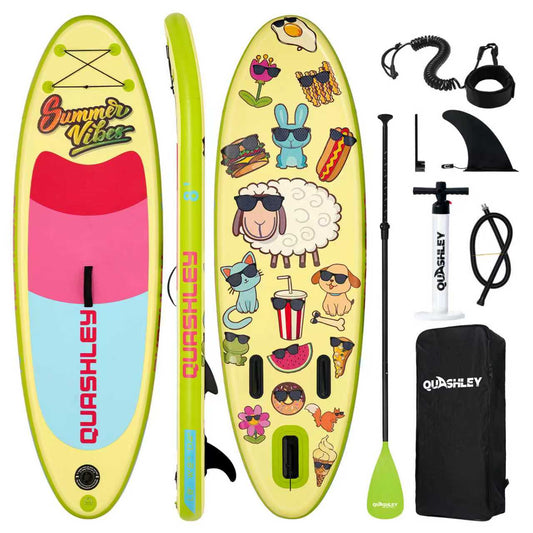 Kids Inflatable Paddleboards ‎7.9'x30"*6" with Sup Board Accessories, Durable, Stable Design, Wide Non-Slip Deck, Hand Pump, Adjustable Aluminum Paddle,Surfboard Kids