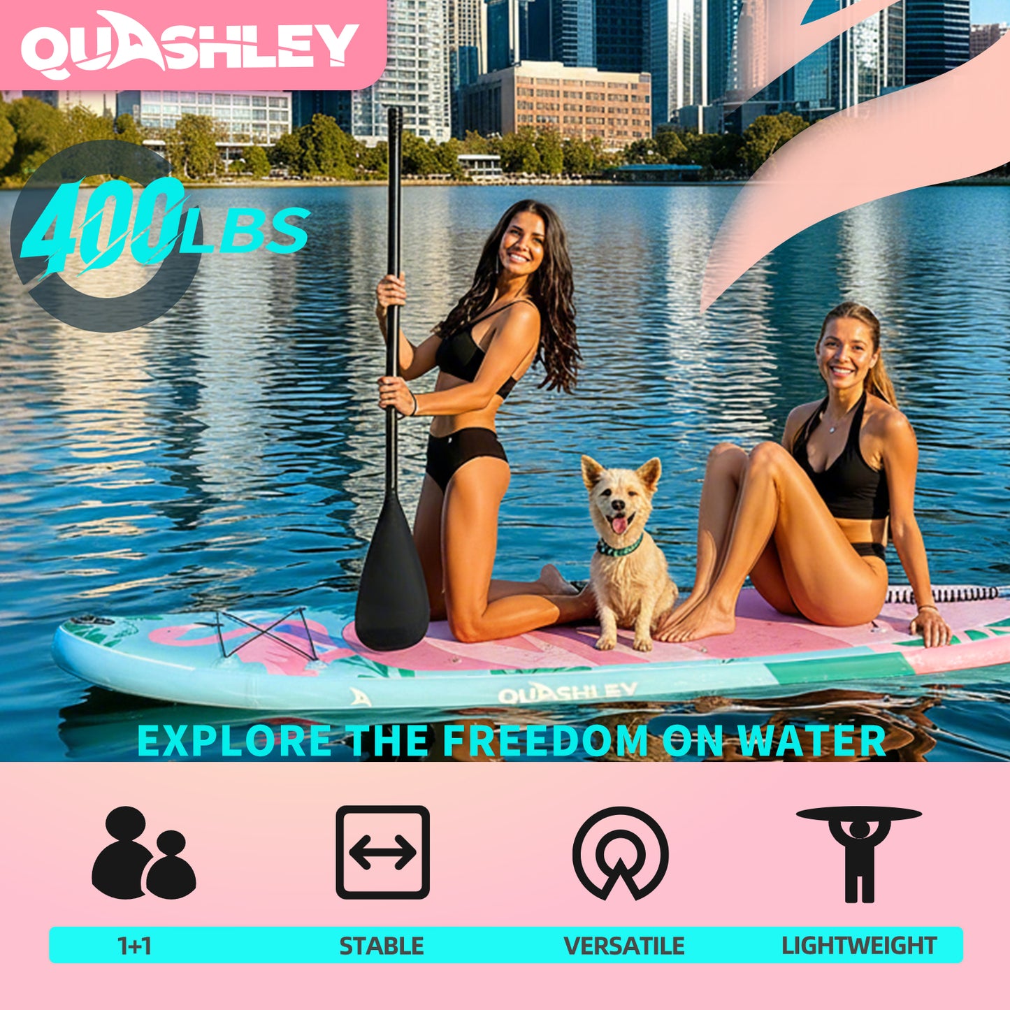 Quashley - Inflatable Paddle Board 11'×34" with All Premium Paddle Board Accessories,Inflatable SUP for Adults