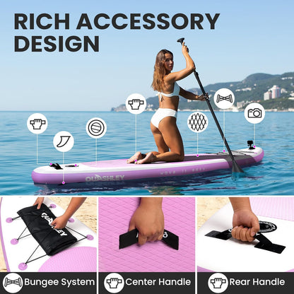 Quashley Classic Color Blocking Series All-Round 10.5'×34" Inflatable Stand Up Paddle Board Set(Purple)