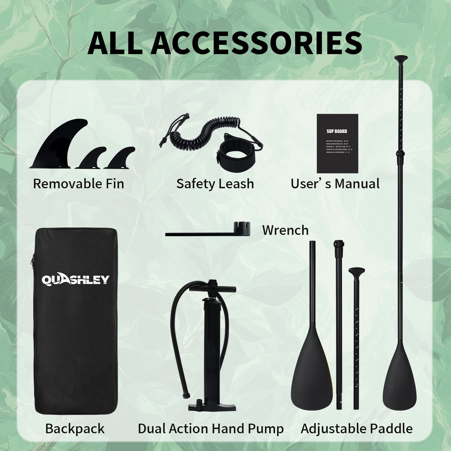 Quashley - Inflatable Paddle Board 11'×34" with All Premium Paddle Board Accessories,Inflatable SUP for Adults