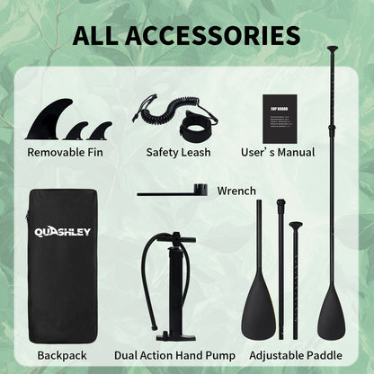 Quashley - Inflatable Paddle Board 11'×34" with All Premium Paddle Board Accessories,Inflatable SUP for Adults