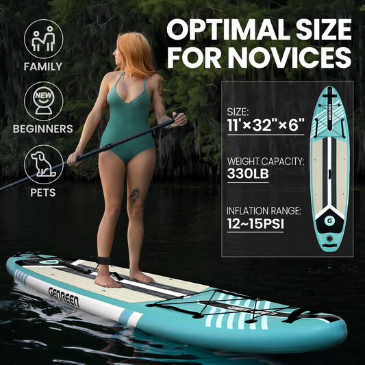 Genreen - Inflatable Stand up Paddle Board 11 ft 6 in Paddle Board with Full SUP Premium Accessories