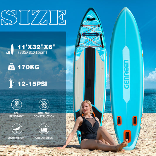 Genreen - Inflatable Stand up Paddle Board 11 ft 6 in Paddle Board with Full SUP Premium Accessories