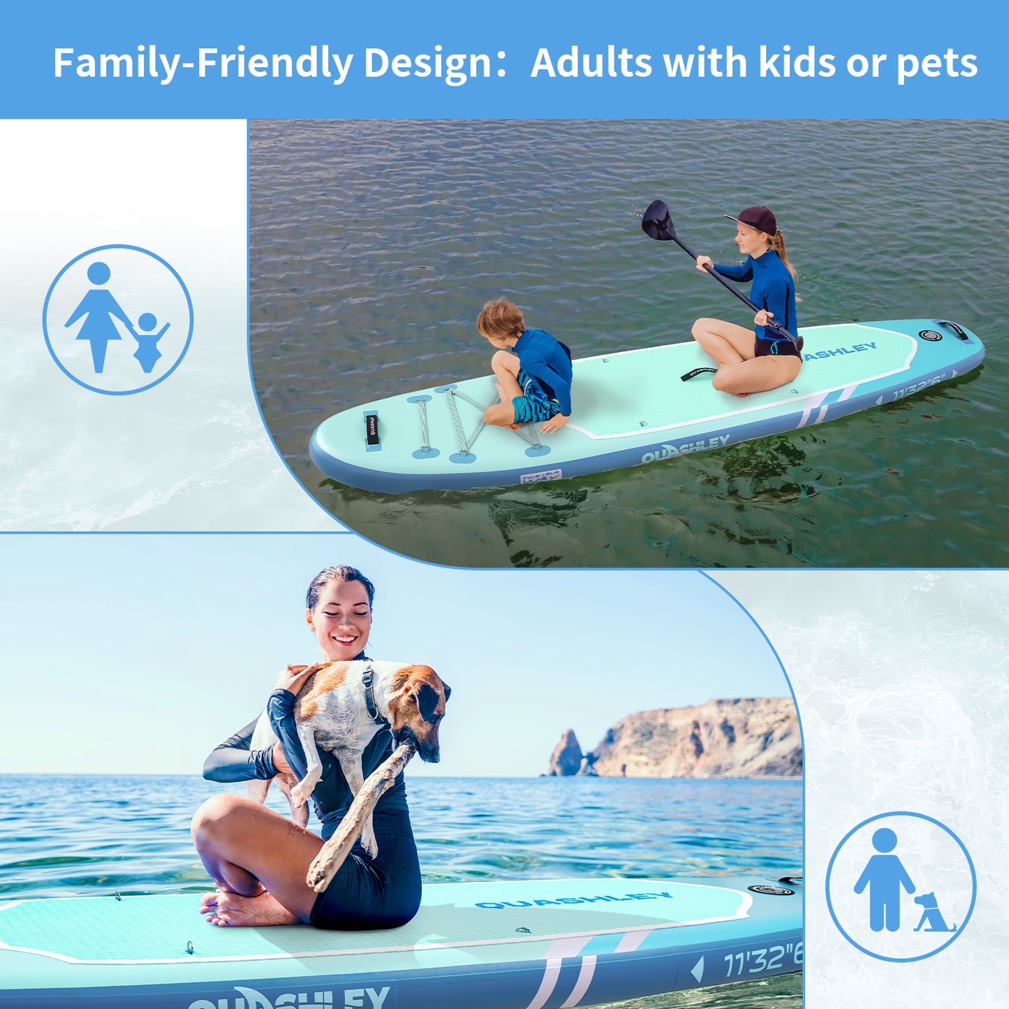 Inflatable Stand Up Paddle Boards 11'x32"*6"with Premium SUP Paddle Board Accessories, Wide Stable Design, Anti-Slip Comfort Deck for Water sports for Youth & Adults