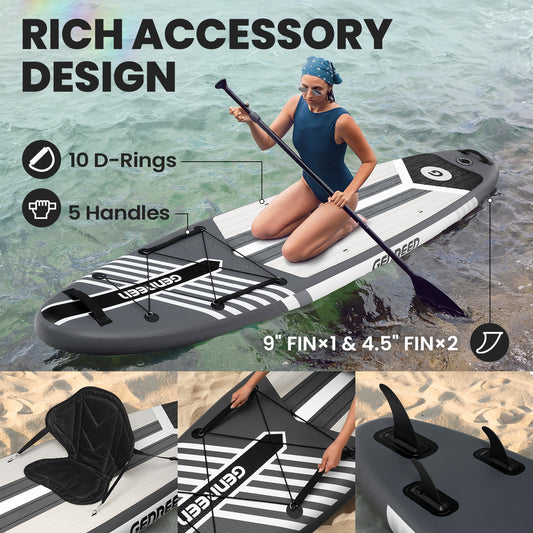 Genreen - Inflatable Stand up Paddle Board 11 ft 6 in Paddle Board with Full SUP Premium Accessories