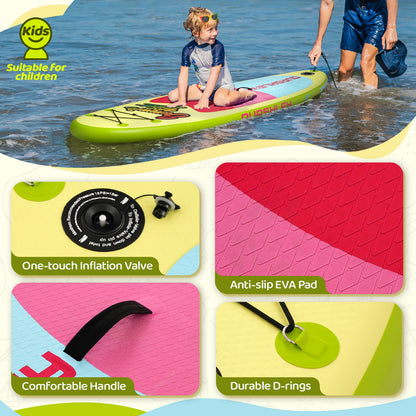Kids Inflatable Paddleboards ‎7.9'x30"*6" with Sup Board Accessories, Durable, Stable Design, Wide Non-Slip Deck, Hand Pump, Adjustable Aluminum Paddle,Surfboard Kids