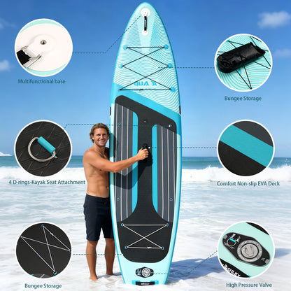 Quashley - Inflatable Paddle Board 11'×34" with All Premium Paddle Board Accessories,Inflatable SUP for Adults