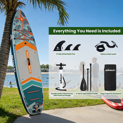 Quashley - Inflatable Paddle Board 11'×34" with All Premium Paddle Board Accessories,Inflatable SUP for Adults