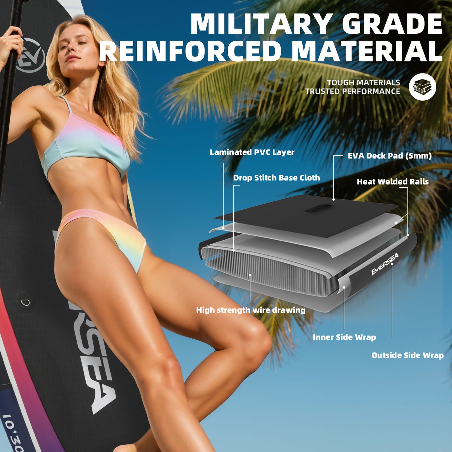 MSEASFREE Inflatable Stand up Paddle Board 10 ft All-Purpose Inflatable Paddleboard with Full SUP Accessories
