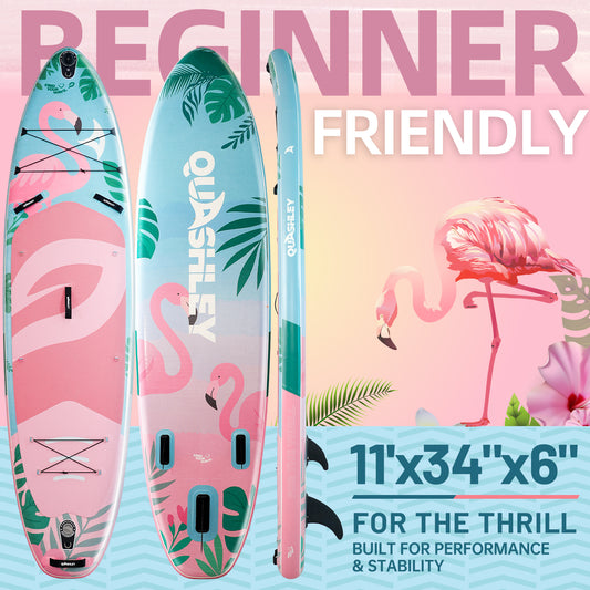 Quashley - Inflatable Paddle Board 11'×34" with All Premium Paddle Board Accessories,Inflatable SUP for Adults