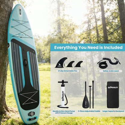 Quashley - Inflatable Paddle Board 11'×34" with All Premium Paddle Board Accessories,Inflatable SUP for Adults