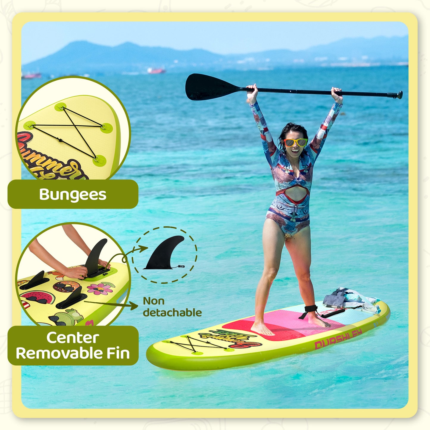 Kids Inflatable Paddleboards ‎7.9'x30"*6" with Sup Board Accessories, Durable, Stable Design, Wide Non-Slip Deck, Hand Pump, Adjustable Aluminum Paddle,Surfboard Kids