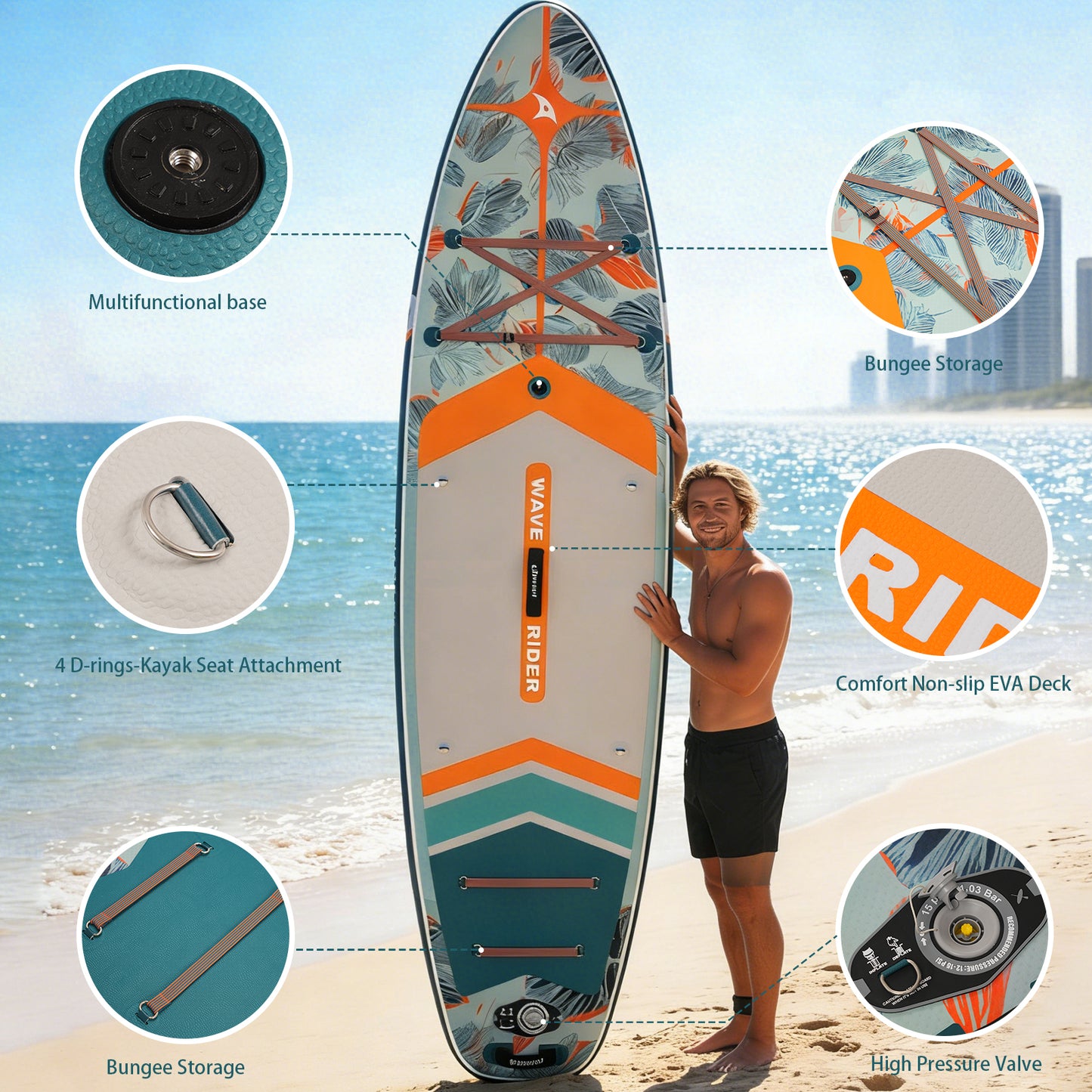 Quashley - Inflatable Paddle Board 11'×34" with All Premium Paddle Board Accessories,Inflatable SUP for Adults